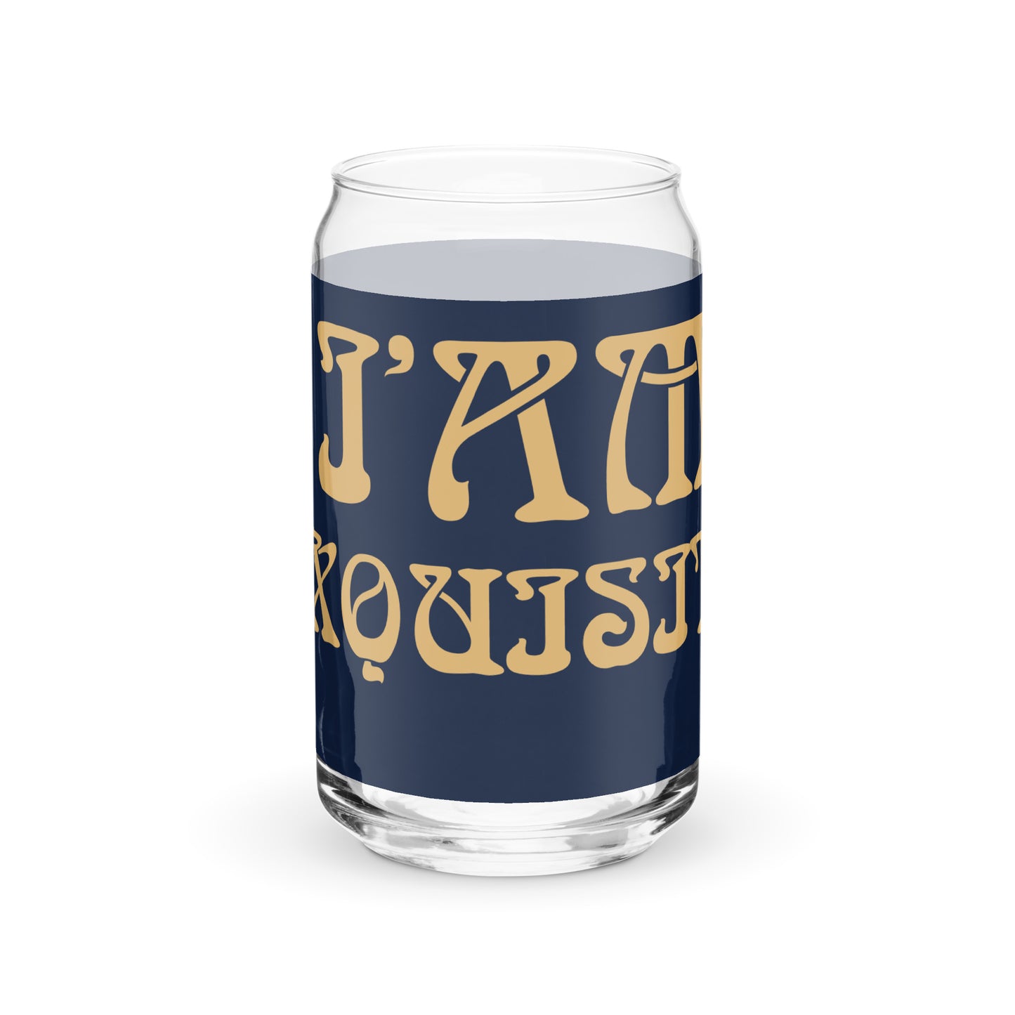 “I’AM EXQUISITE!”Navy Can-Shaped Glass W/Fawn Font