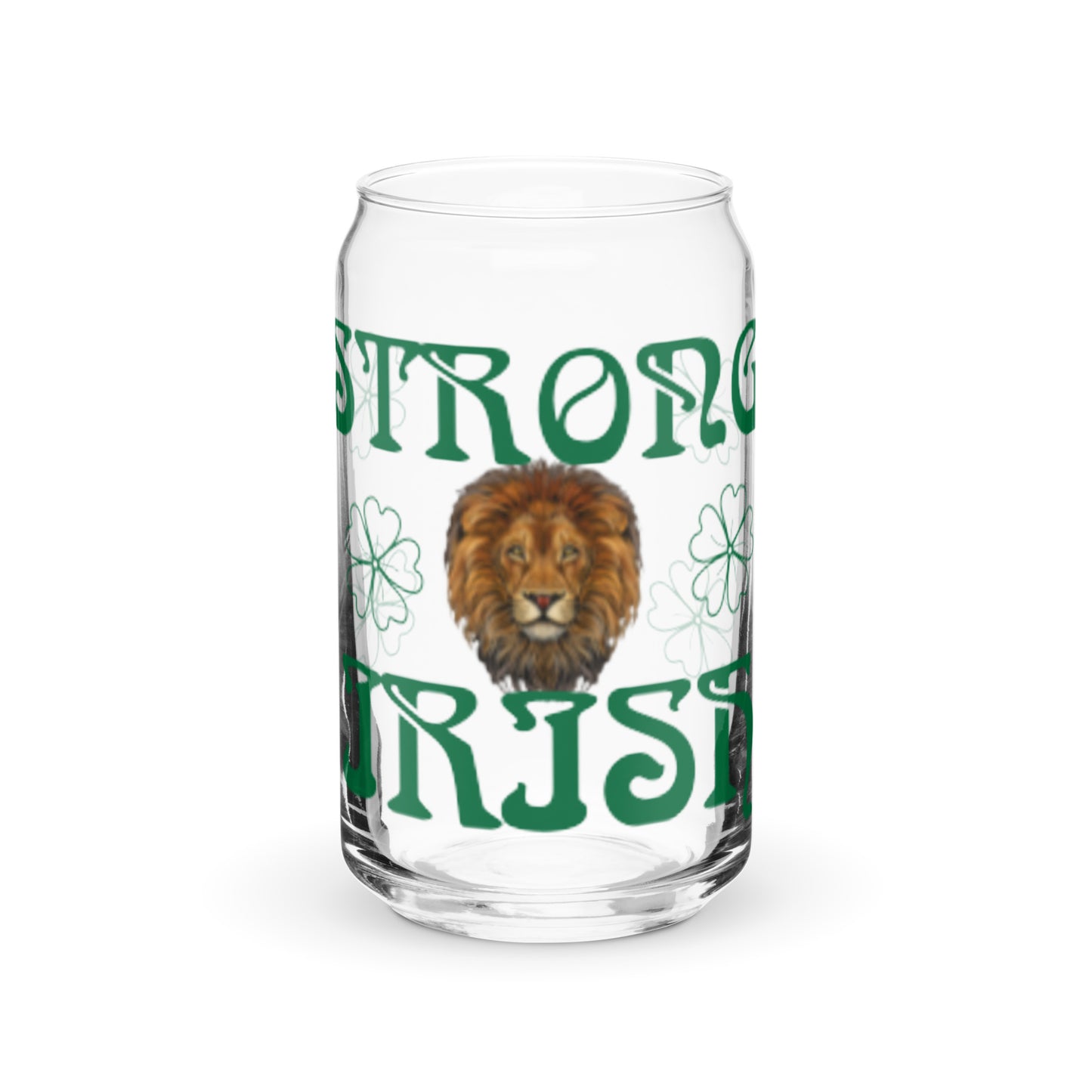 STRONG IRISH!”Can-Shaped Glass W/Green Font