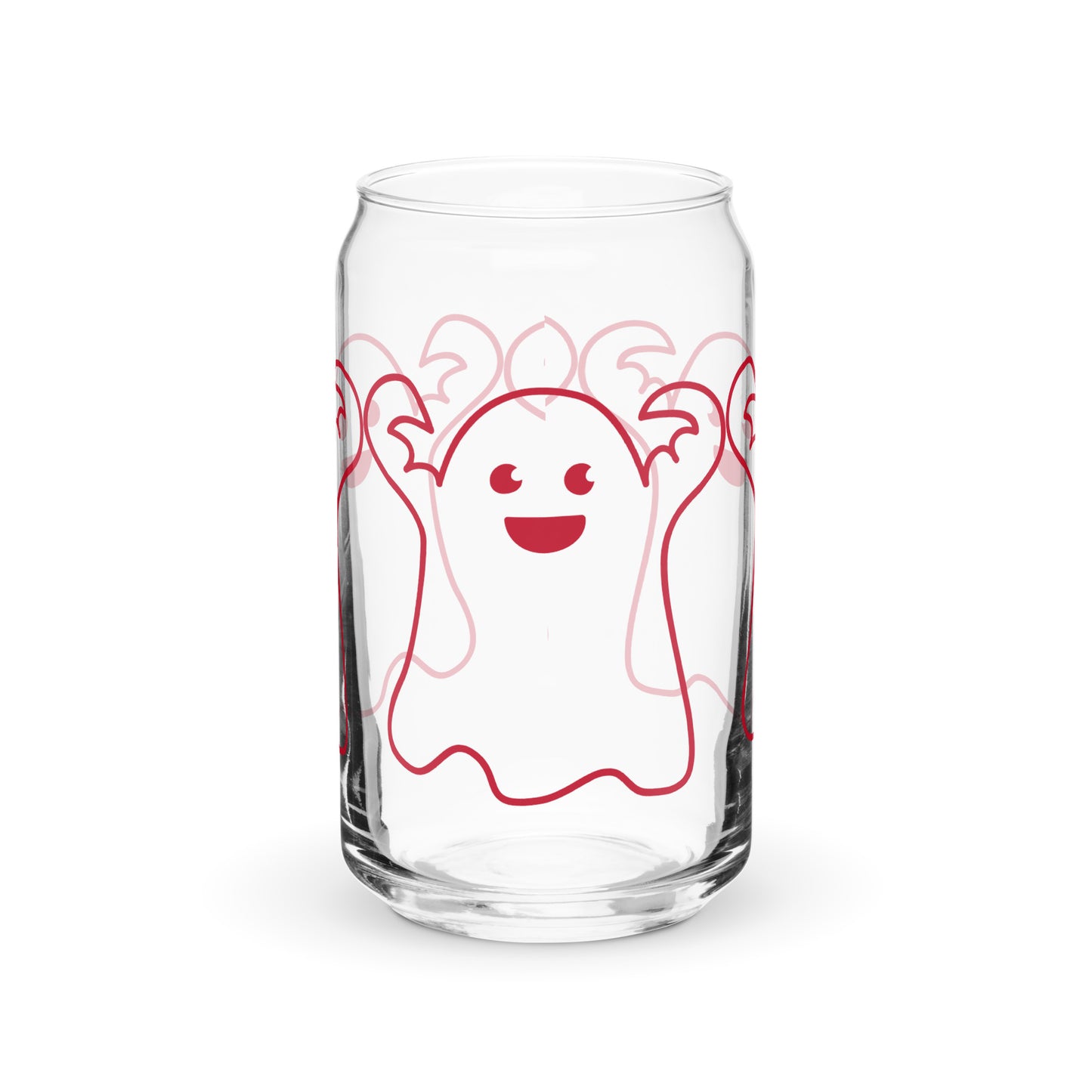 “HALLOWEEN GHOST! Can-Shaped Glass W/Red Font
