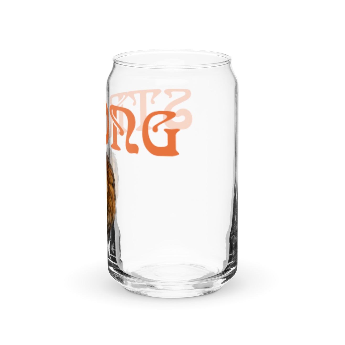 “STRONG”Can-Shaped Glass W/Orange Font