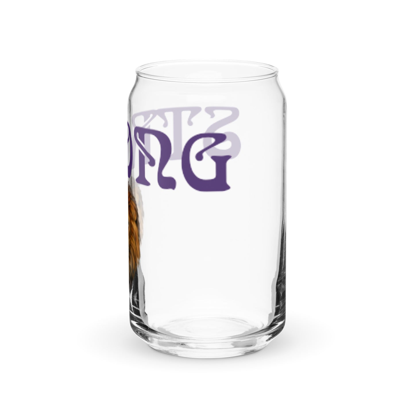 “STRONG”Can-Shaped Glass W/Purple Font