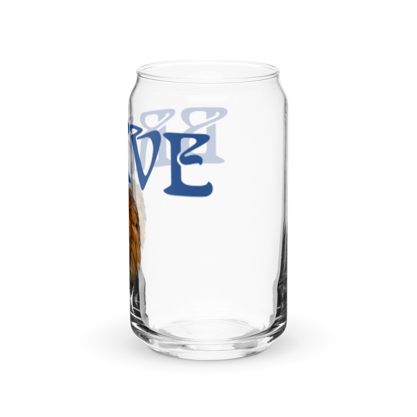 “BRAVE”Can-Shaped Glass W/Blue Font