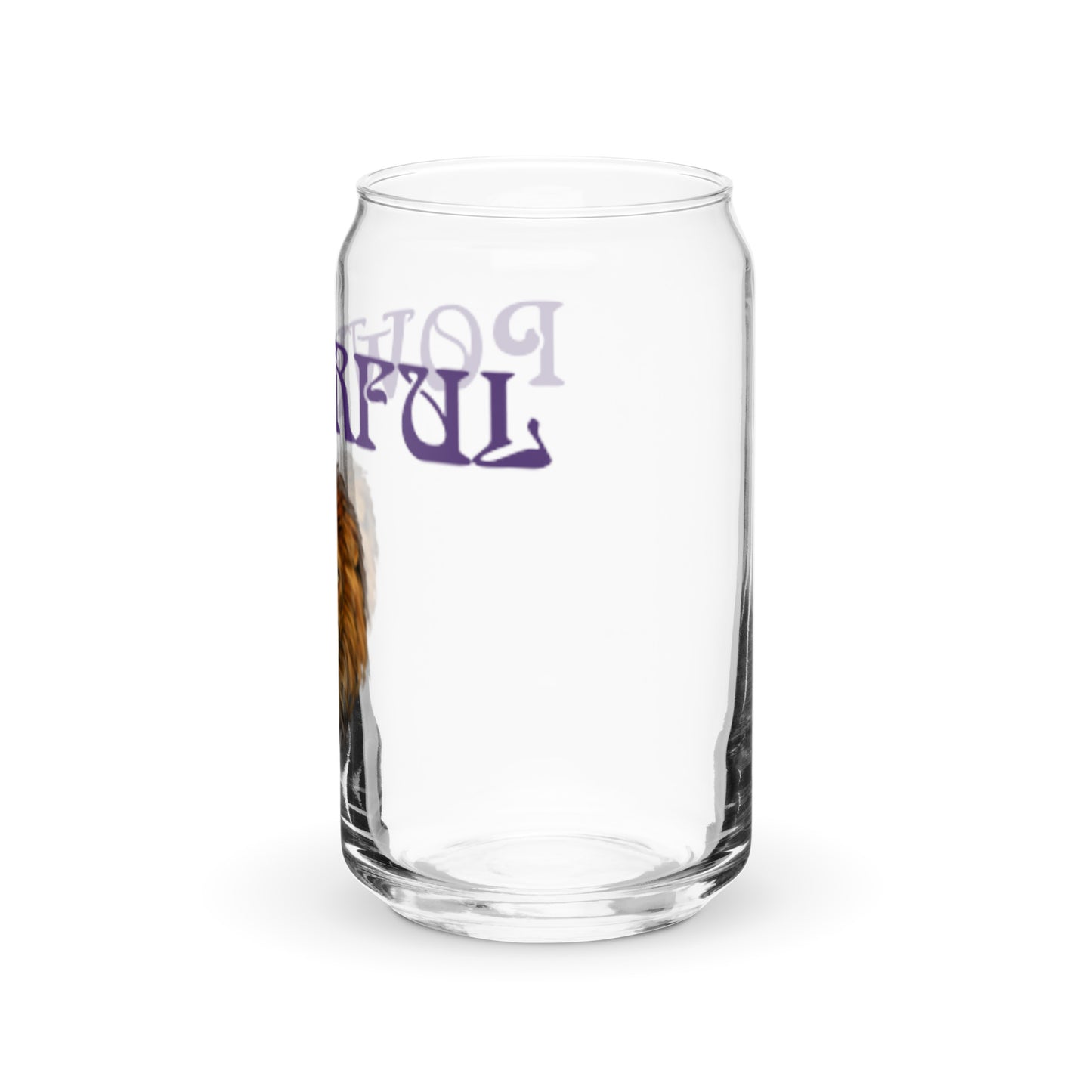 “POWERFUL”Can-Shaped Glass W/Purple Font