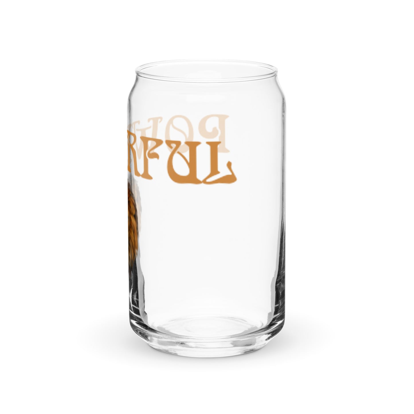 “POWERFUL”Can-Shaped Glass W/Fawn Font
