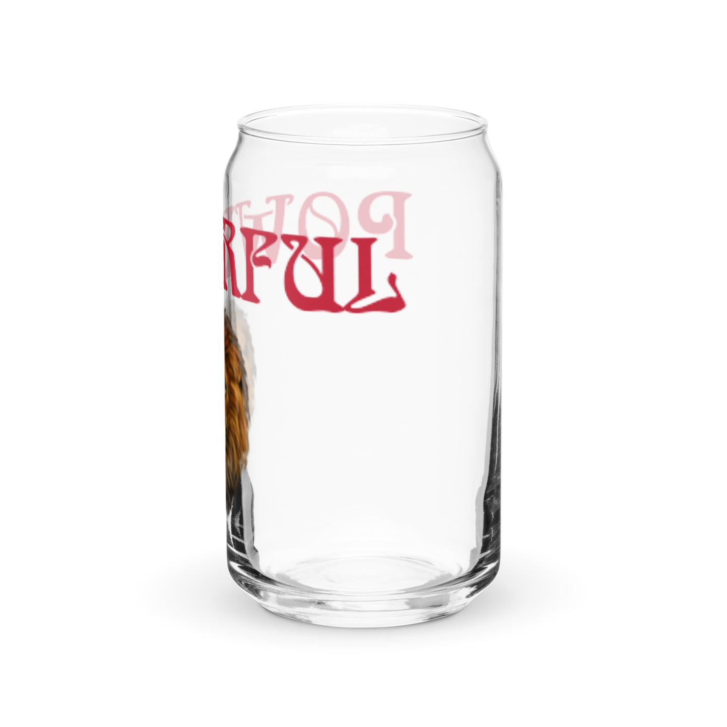 “POWERFUL”Can-Shaped Glass W/Red Font