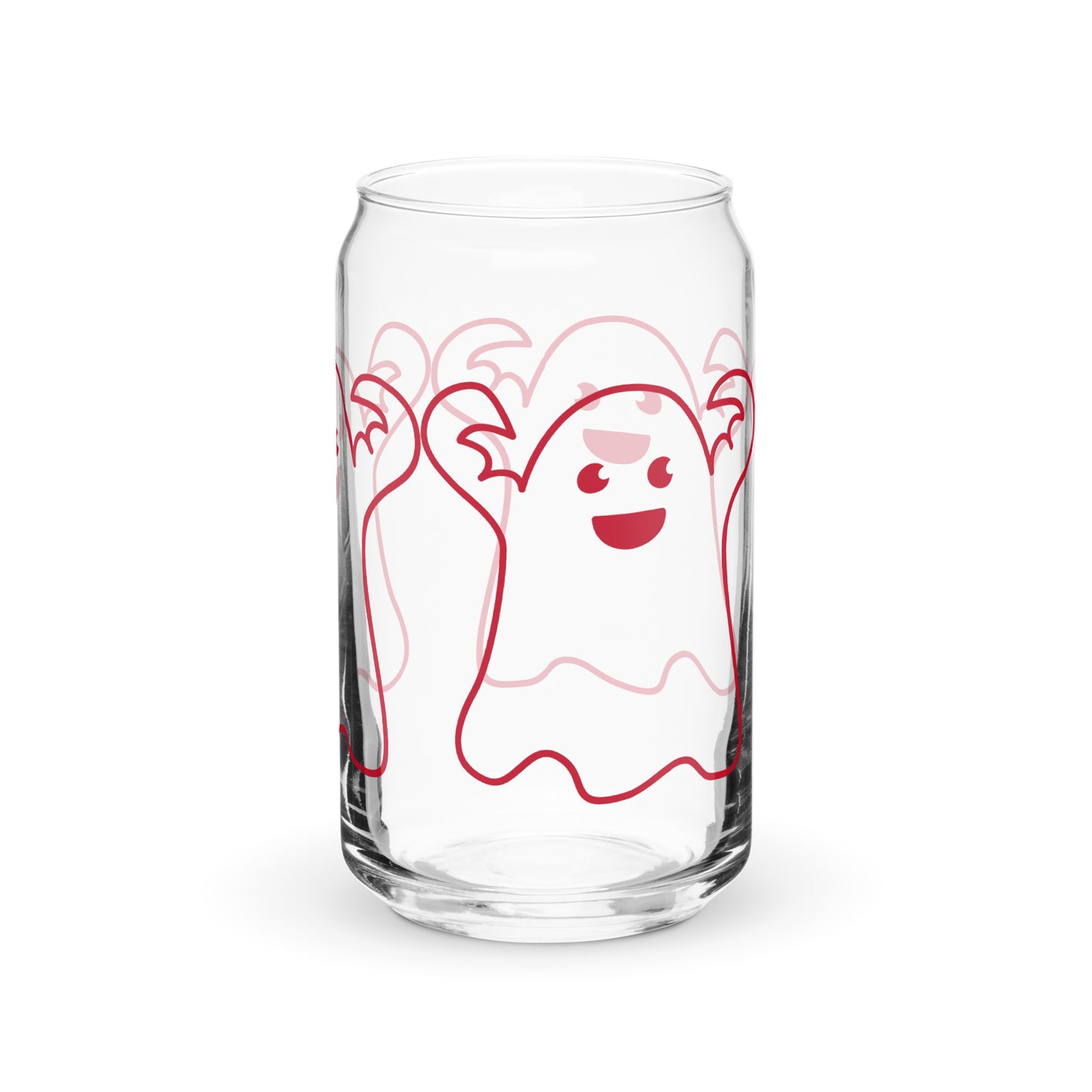 “HALLOWEEN GHOST! Can-Shaped Glass W/Red Font