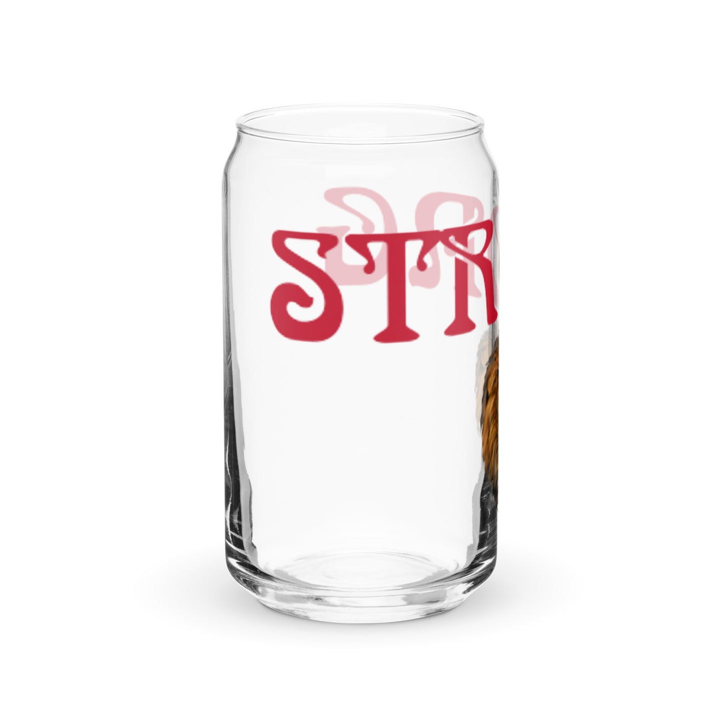 “STRONG” Can-Shaped Glass W/Red Font