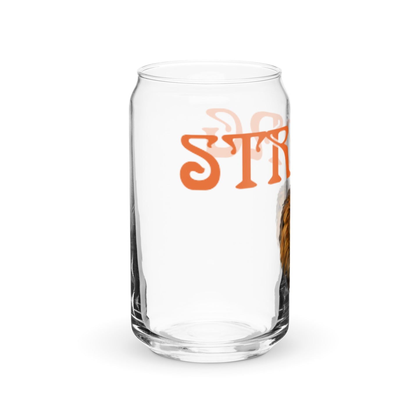 “STRONG”Can-Shaped Glass W/Orange Font