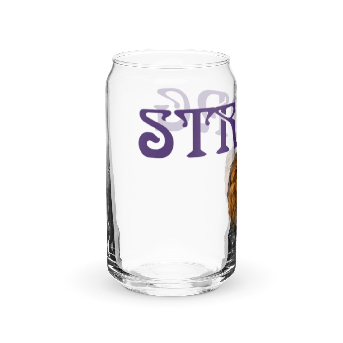 “STRONG”Can-Shaped Glass W/Purple Font