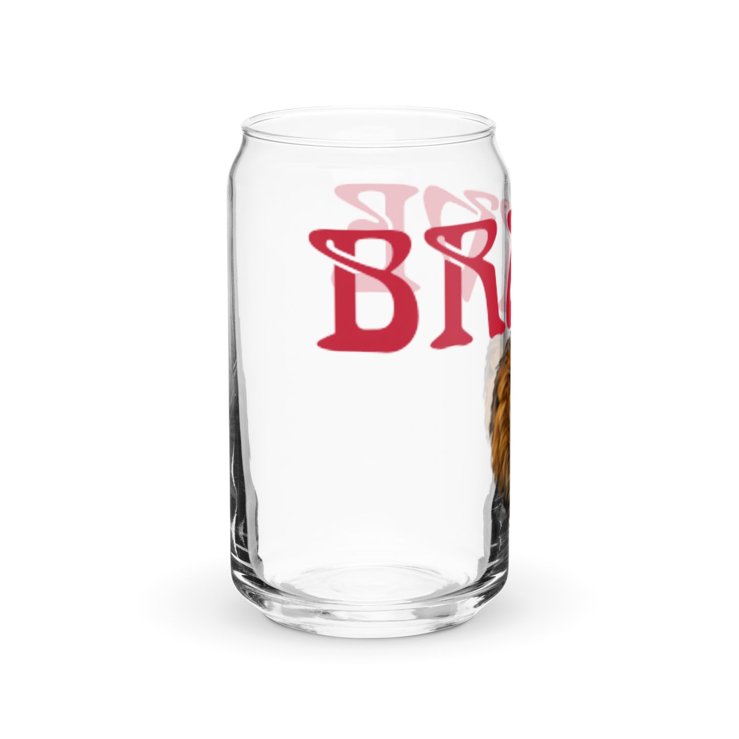 “BRAVE”Can-Shaped Glass W/Red Font