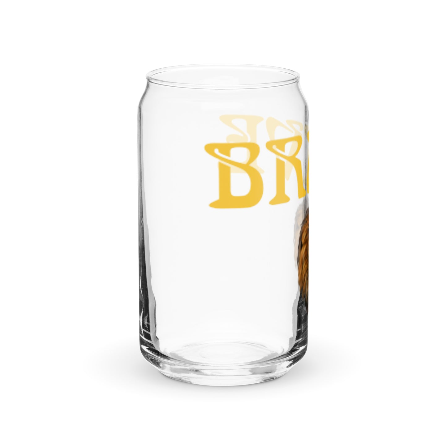 “BRAVE”Can-Shaped Glass W/Yellow Font