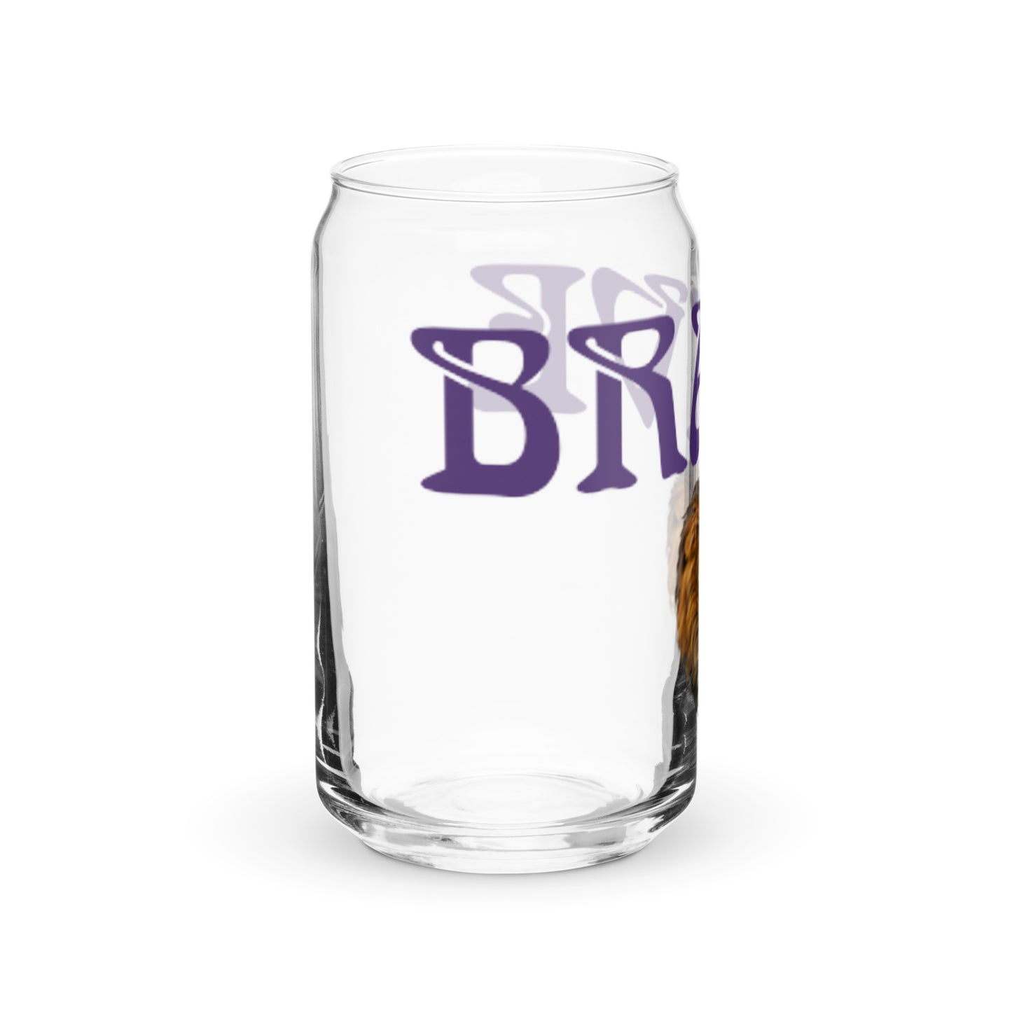 “BRAVE”Can-Shaped Glass W/Purple Font