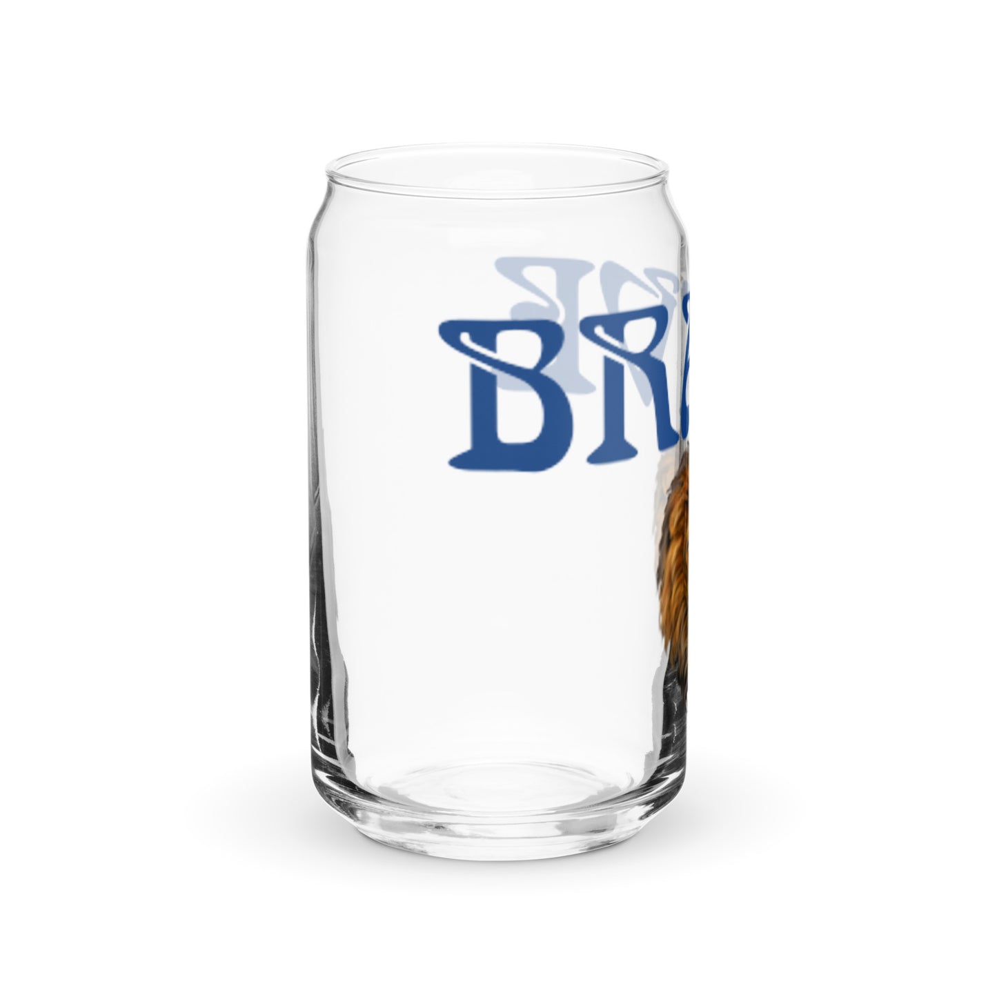 “BRAVE”Can-Shaped Glass W/Blue Font