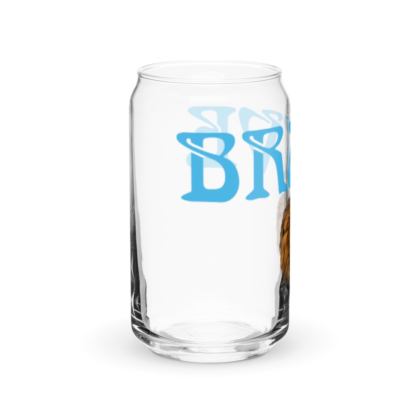 “BRAVE”Can-Shaped Glass W/SkyBlue Font