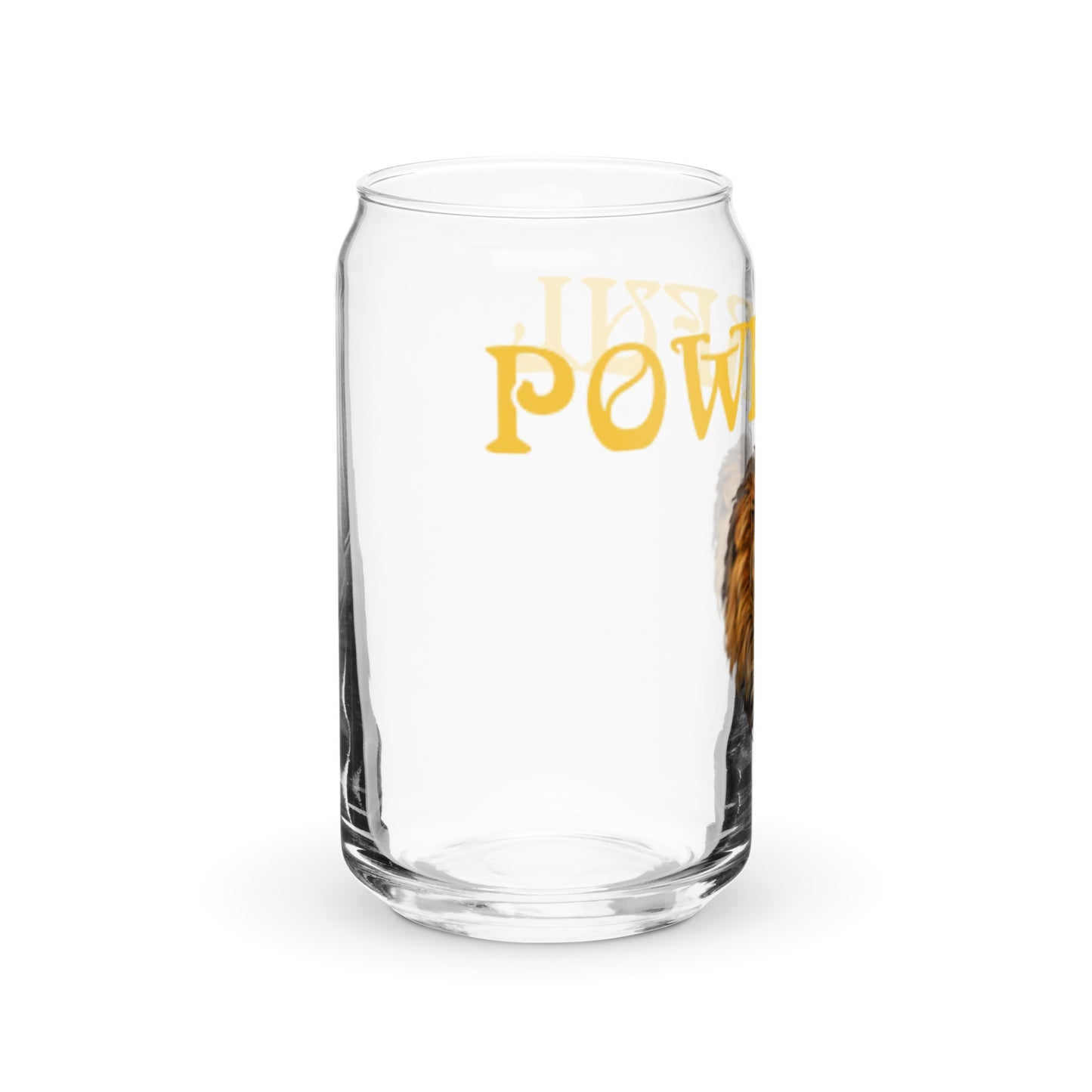 “POWERFUL”Can-Shaped Glass W/Yellow Font