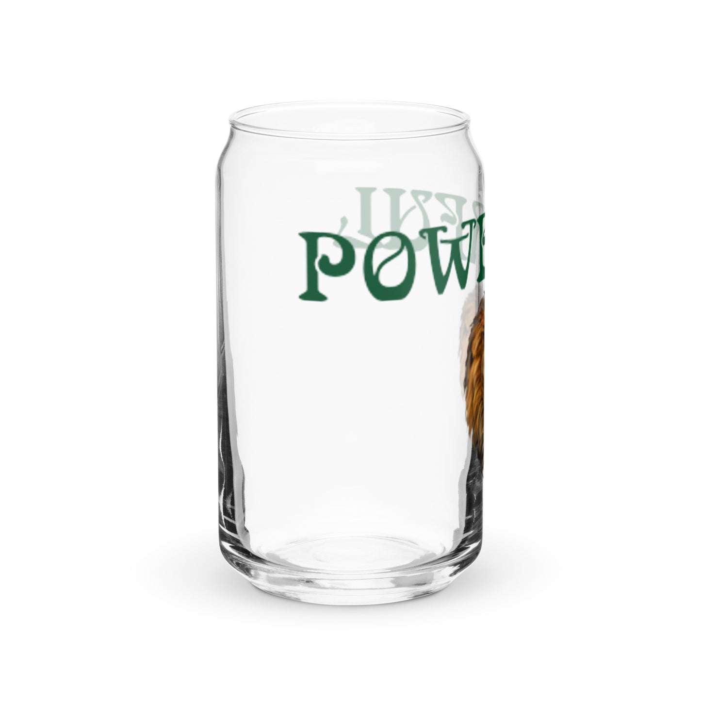 “POWERFUL”Can-Shaped Glass W/Green Font