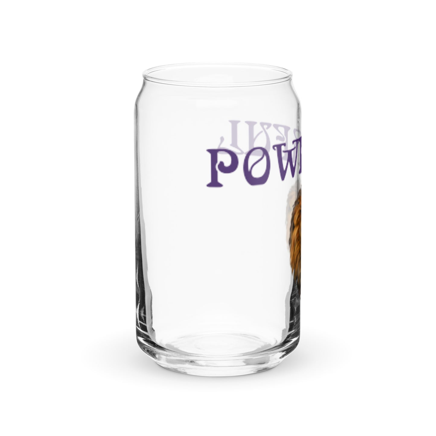 “POWERFUL”Can-Shaped Glass W/Purple Font