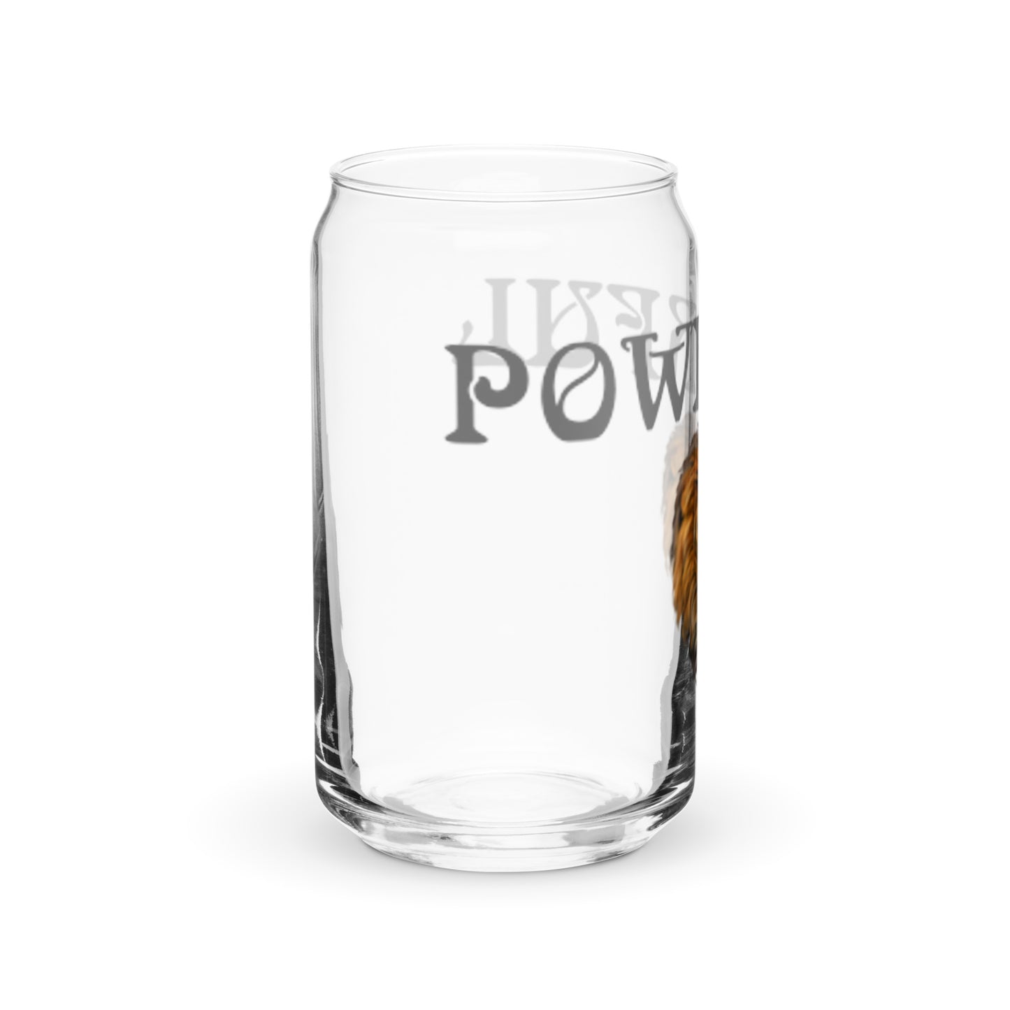 “POWERFUL”Can-Shaped Glass W/Grey Font