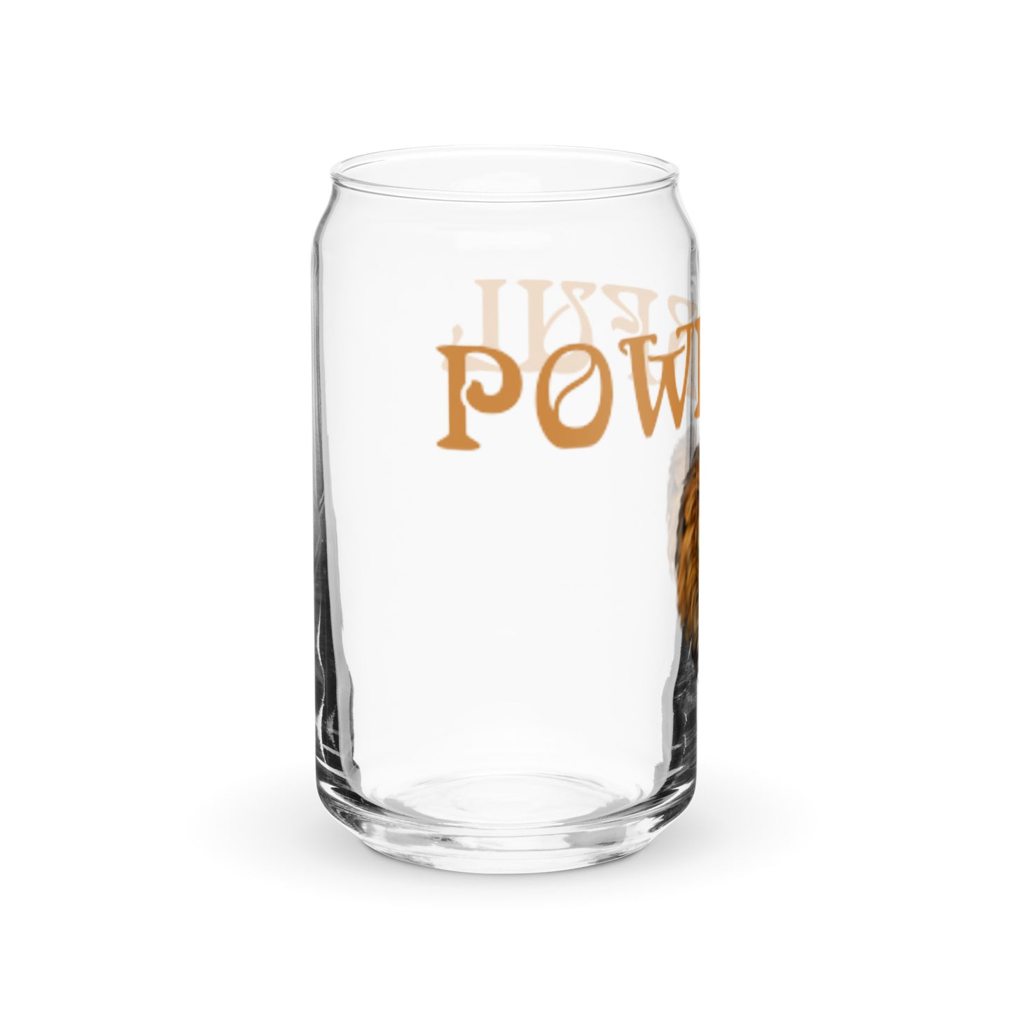 “POWERFUL”Can-Shaped Glass W/Fawn Font