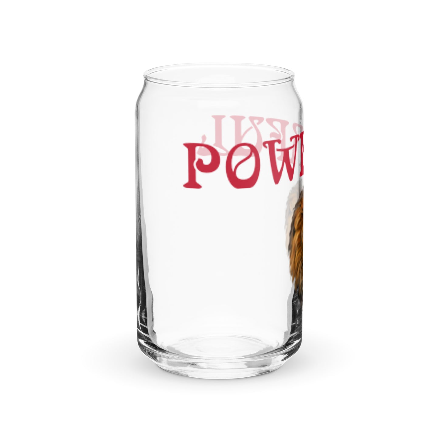 “POWERFUL”Can-Shaped Glass W/Red Font