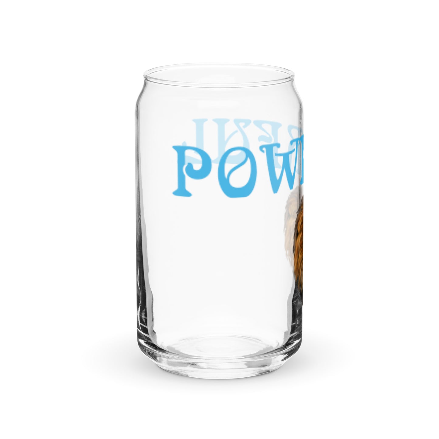 “POWERFUL”Can-Shaped Glass W/SkyBlue Font