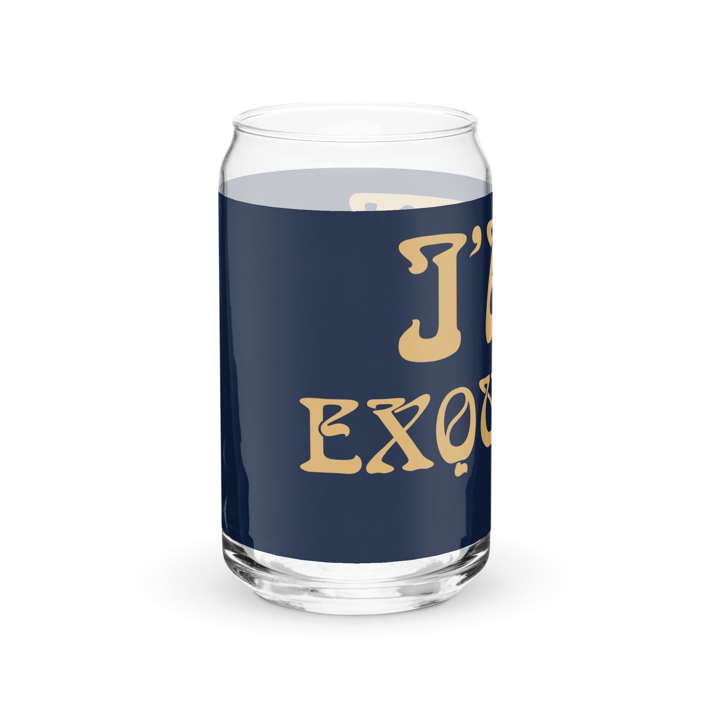 “I’AM EXQUISITE!”Navy Can-Shaped Glass W/Fawn Font