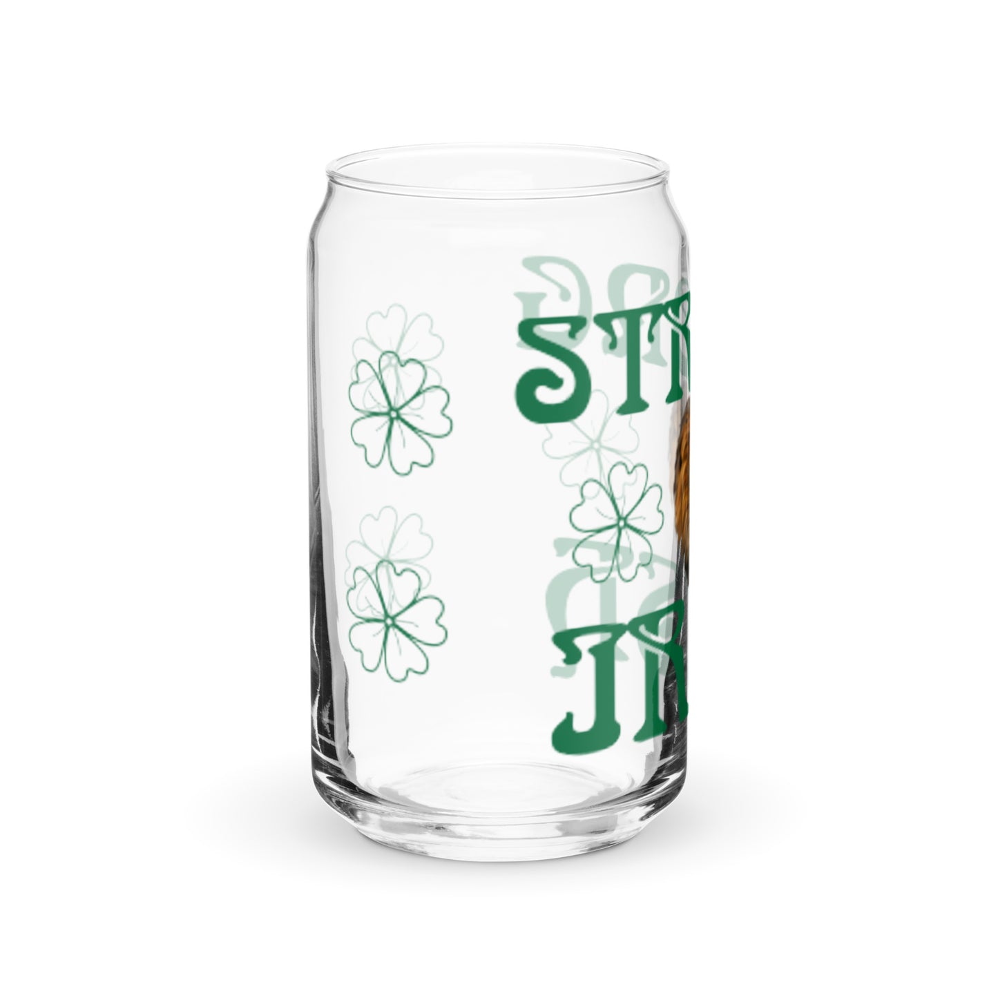 STRONG IRISH!”Can-Shaped Glass W/Green Font