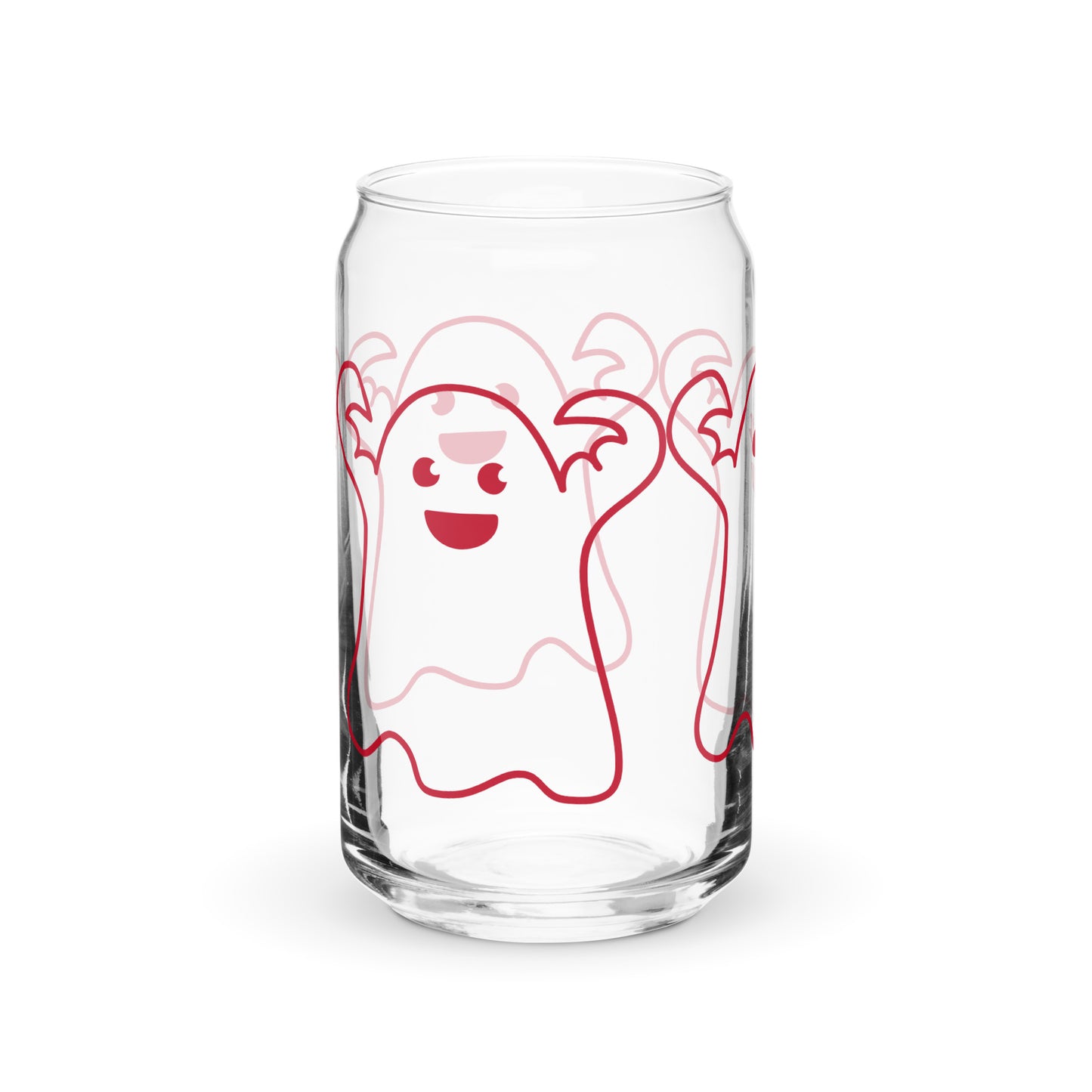 “HALLOWEEN GHOST! Can-Shaped Glass W/Red Font