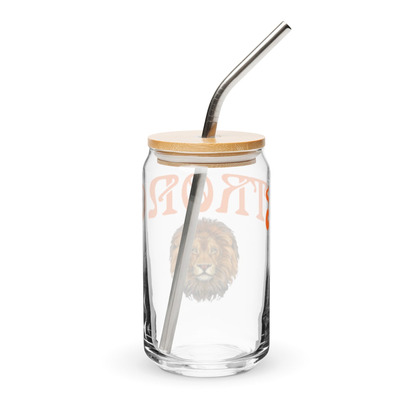 “STRONG”Can-Shaped Glass W/Orange Font