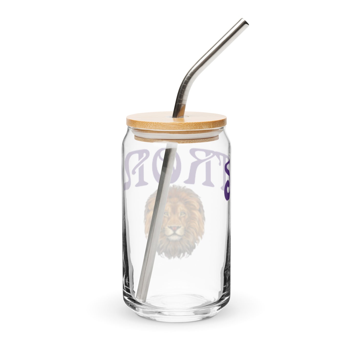 “STRONG”Can-Shaped Glass W/Purple Font