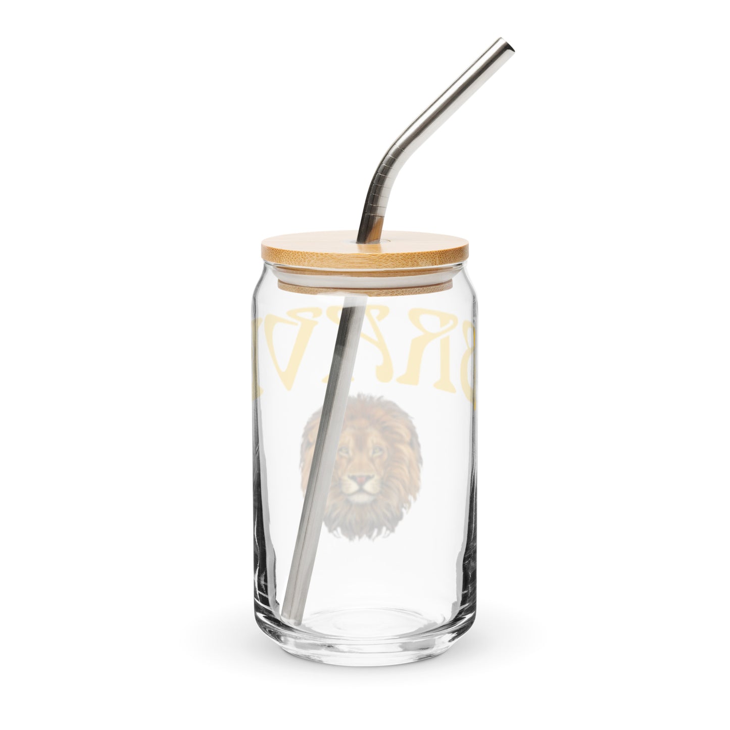 “BRAVE”Can-Shaped Glass W/Yellow Font