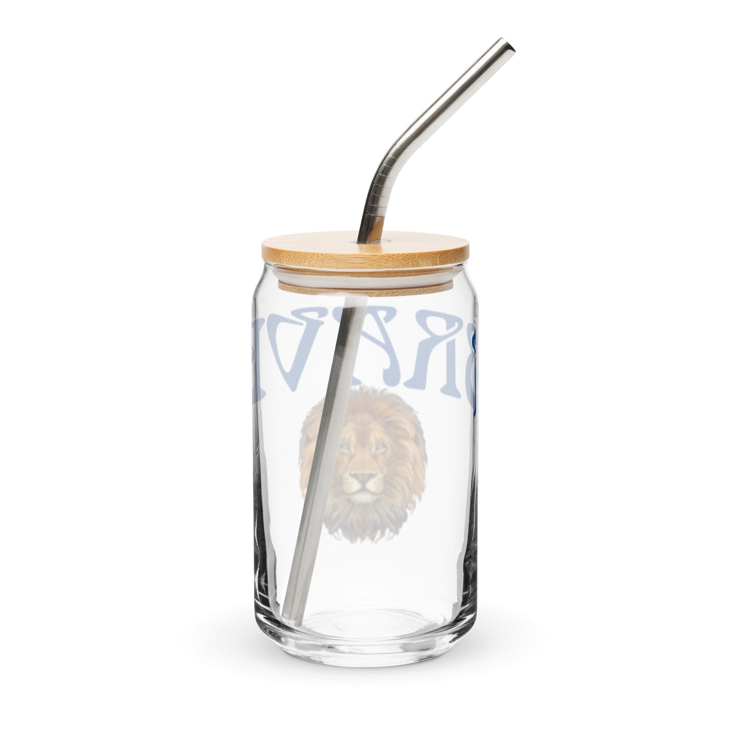 “BRAVE”Can-Shaped Glass W/Blue Font