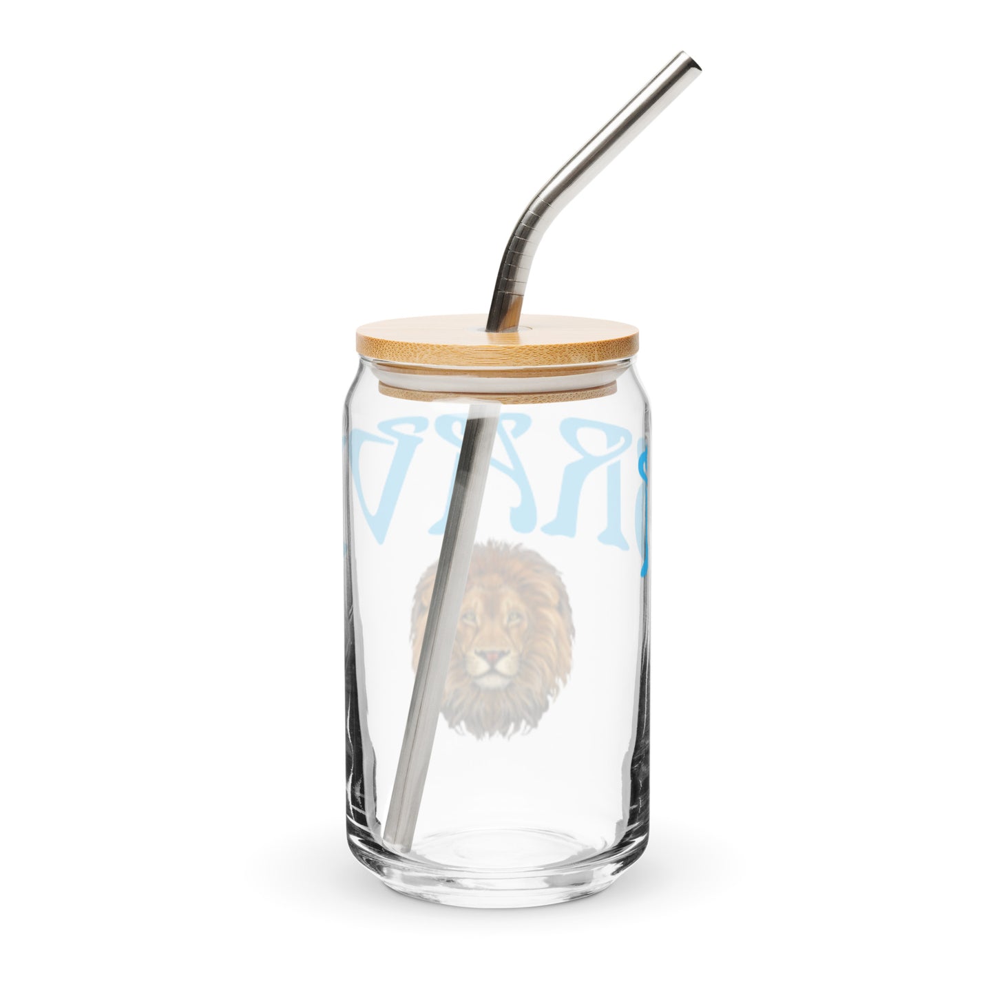 “BRAVE”Can-Shaped Glass W/SkyBlue Font