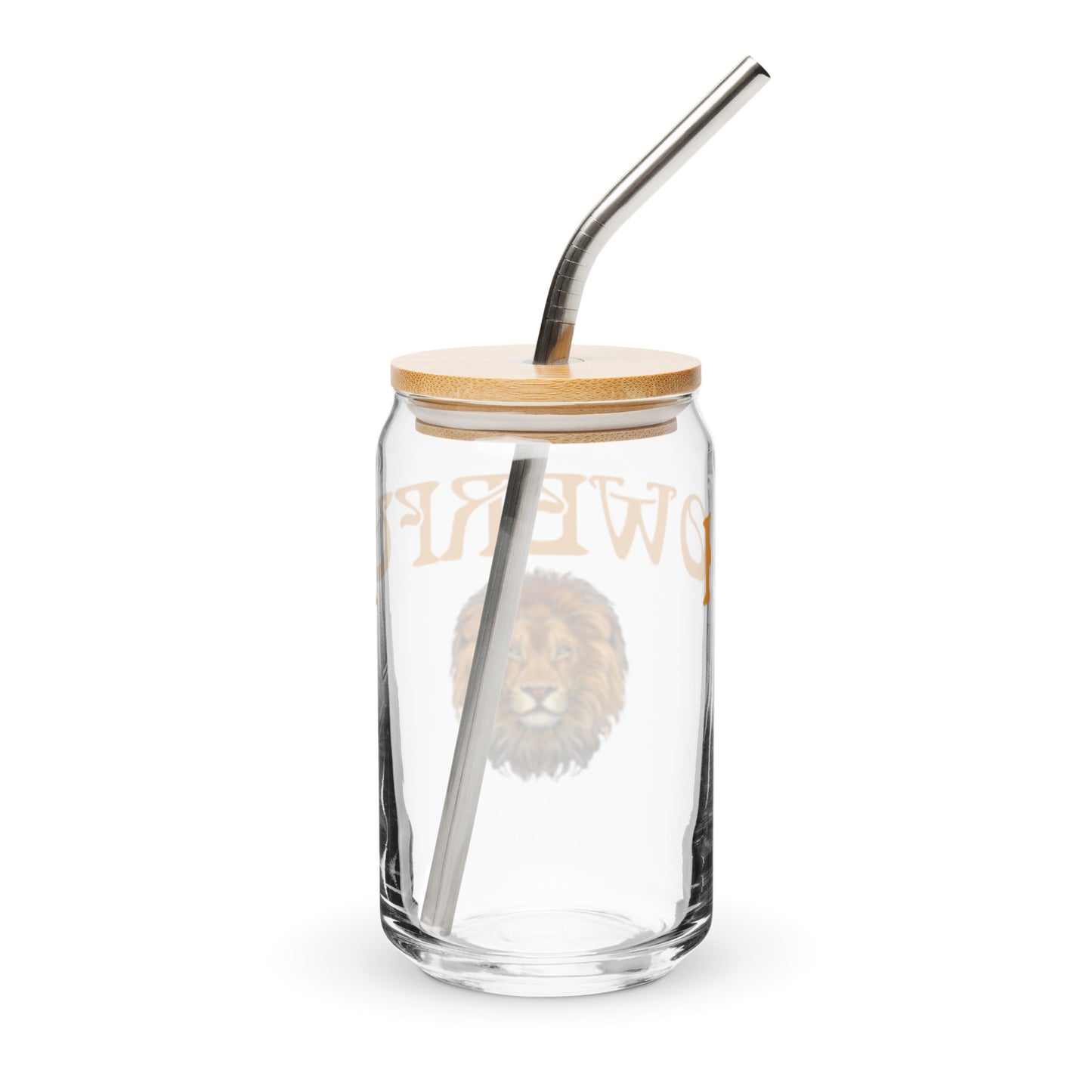 “POWERFUL”Can-Shaped Glass W/Fawn Font