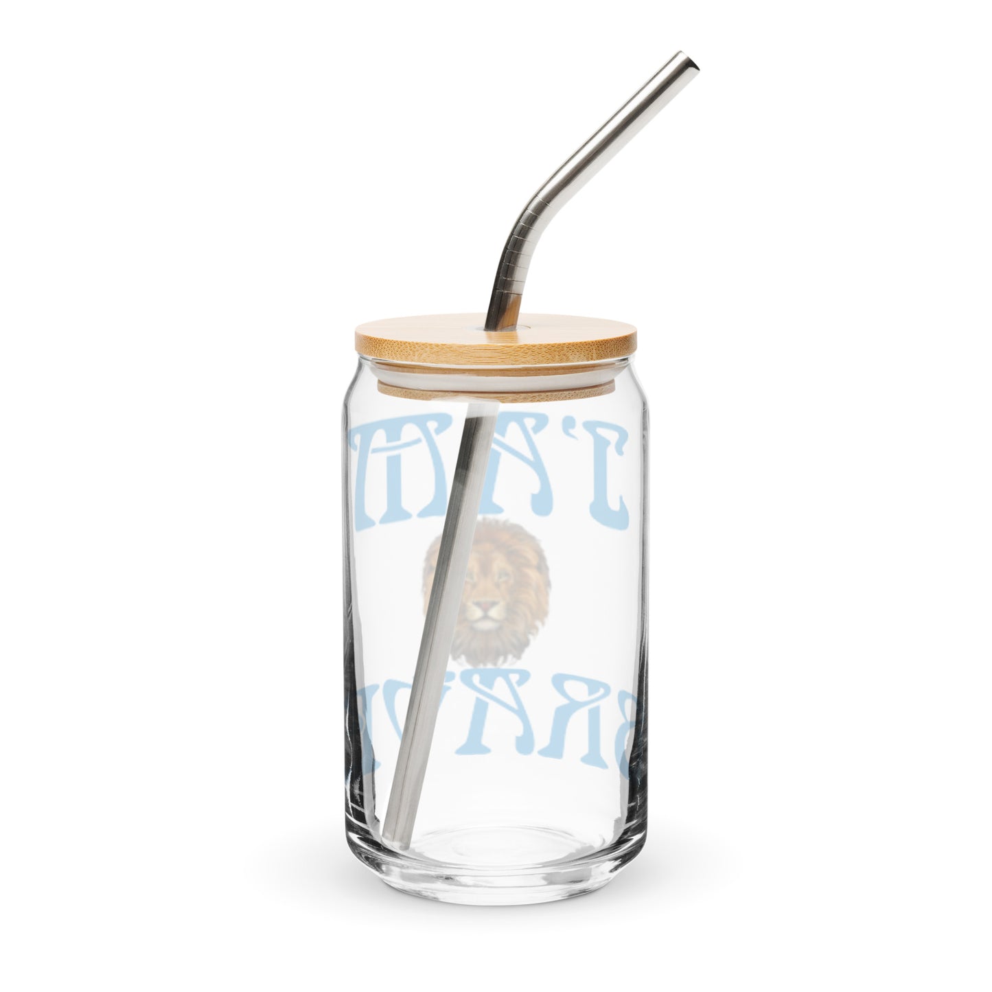 “I’AM BRAVE!”Can-Shaped Glass W/Blue Font