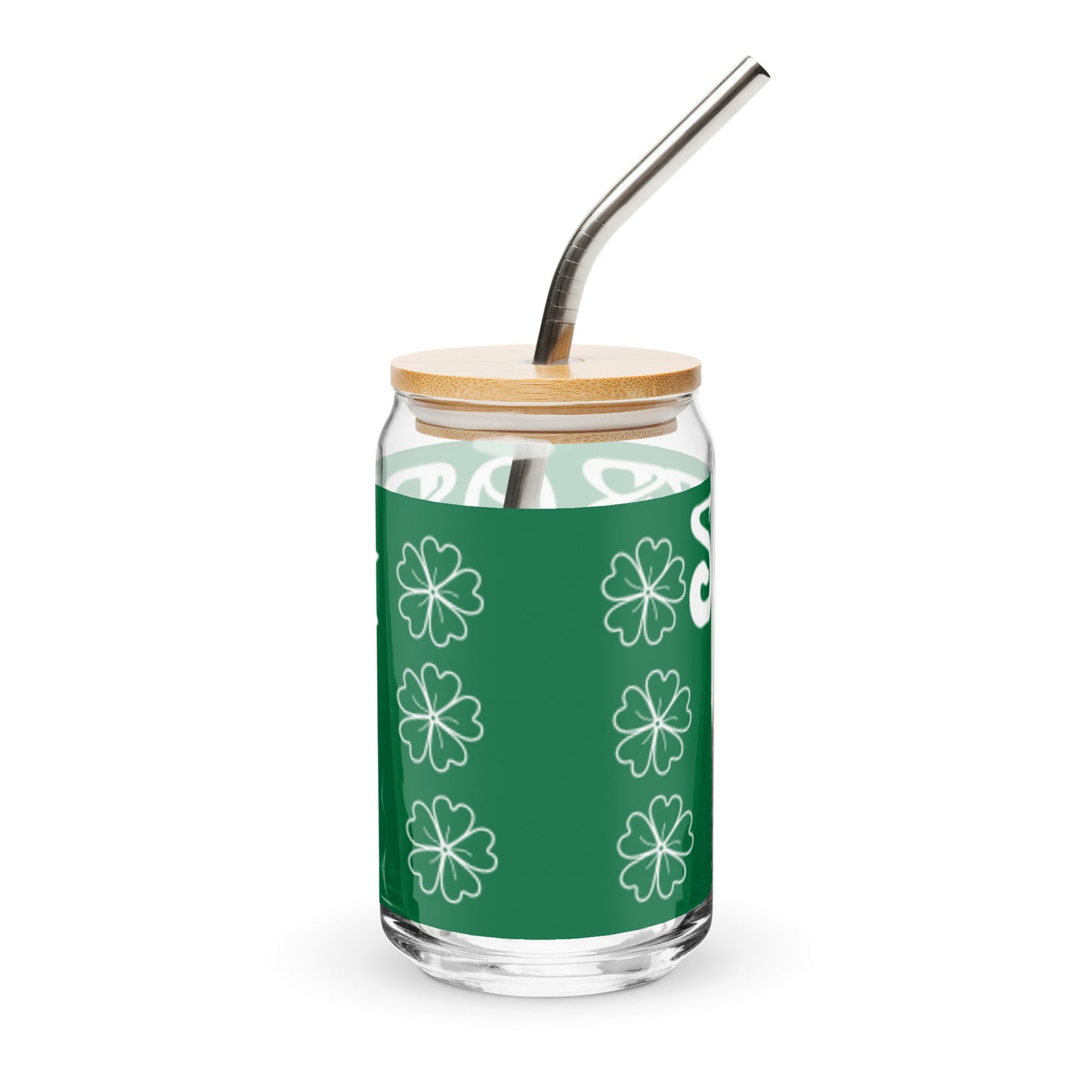 “STRONG IRISH!”Green Can-Shaped Glass W/White Font