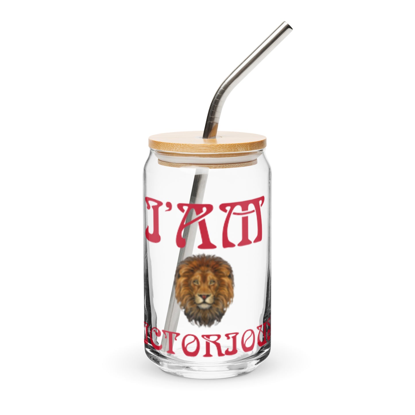 “I’AM VICTORIOUS!”Can-Shaped Glass W/Red Font