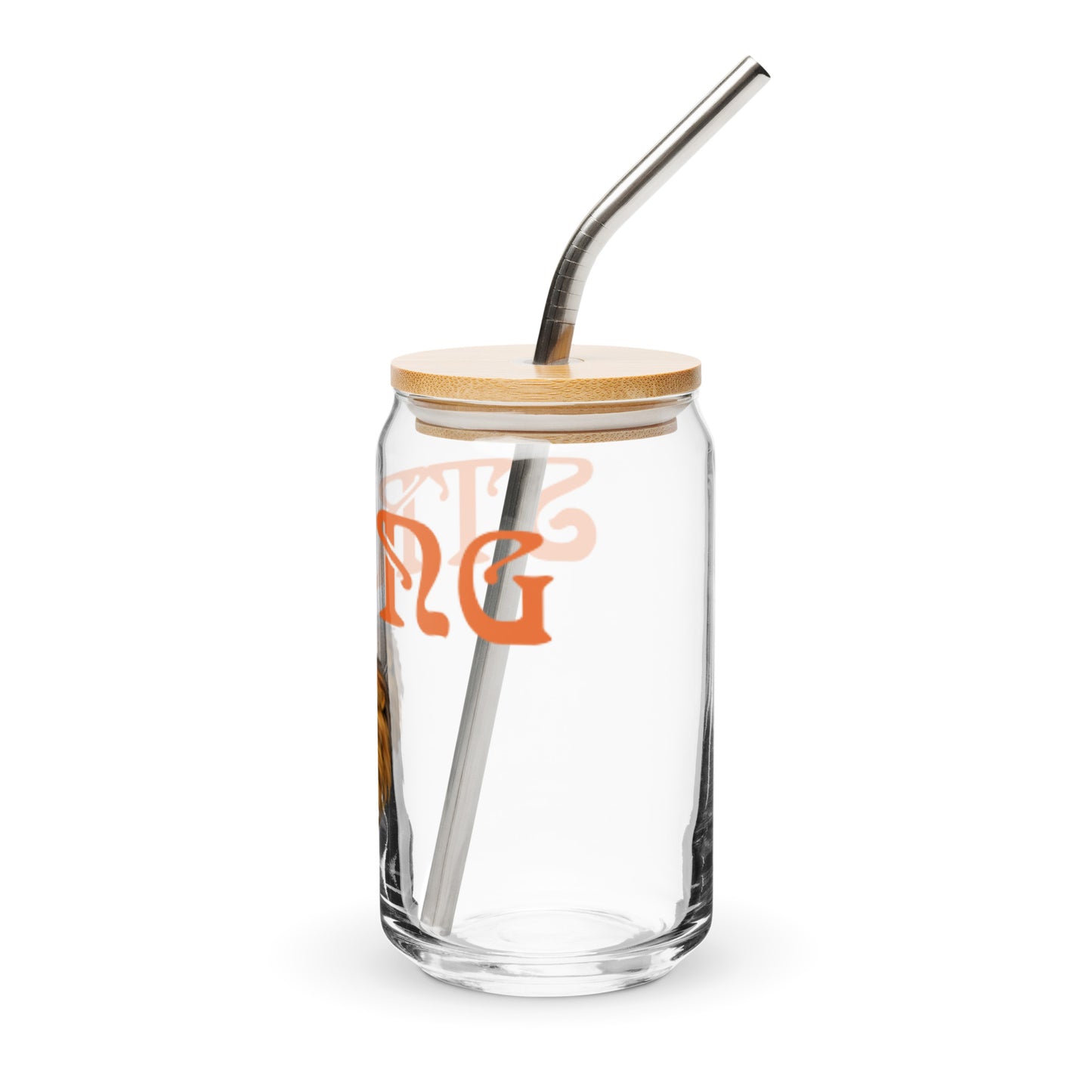 “STRONG”Can-Shaped Glass W/Orange Font