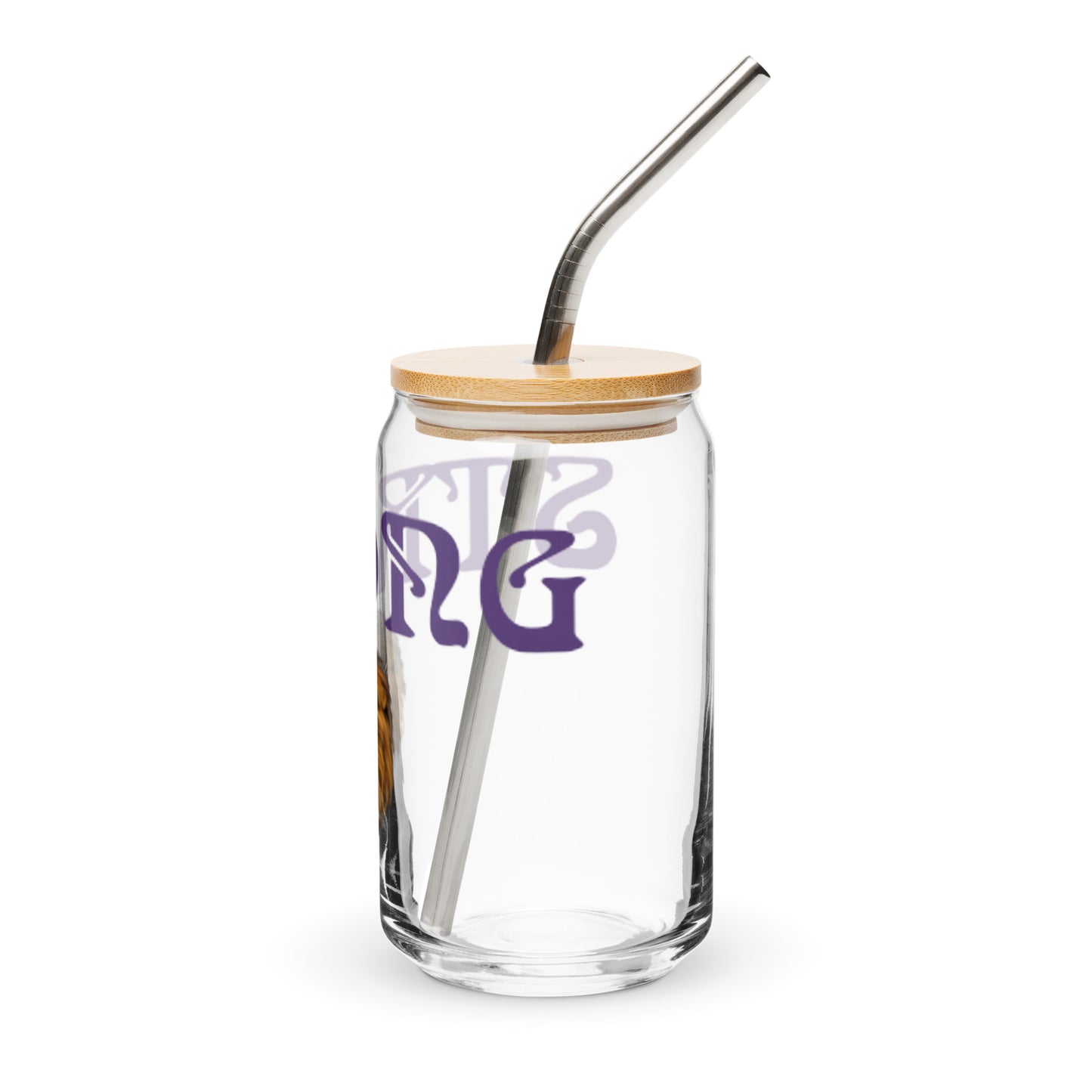 “STRONG”Can-Shaped Glass W/Purple Font