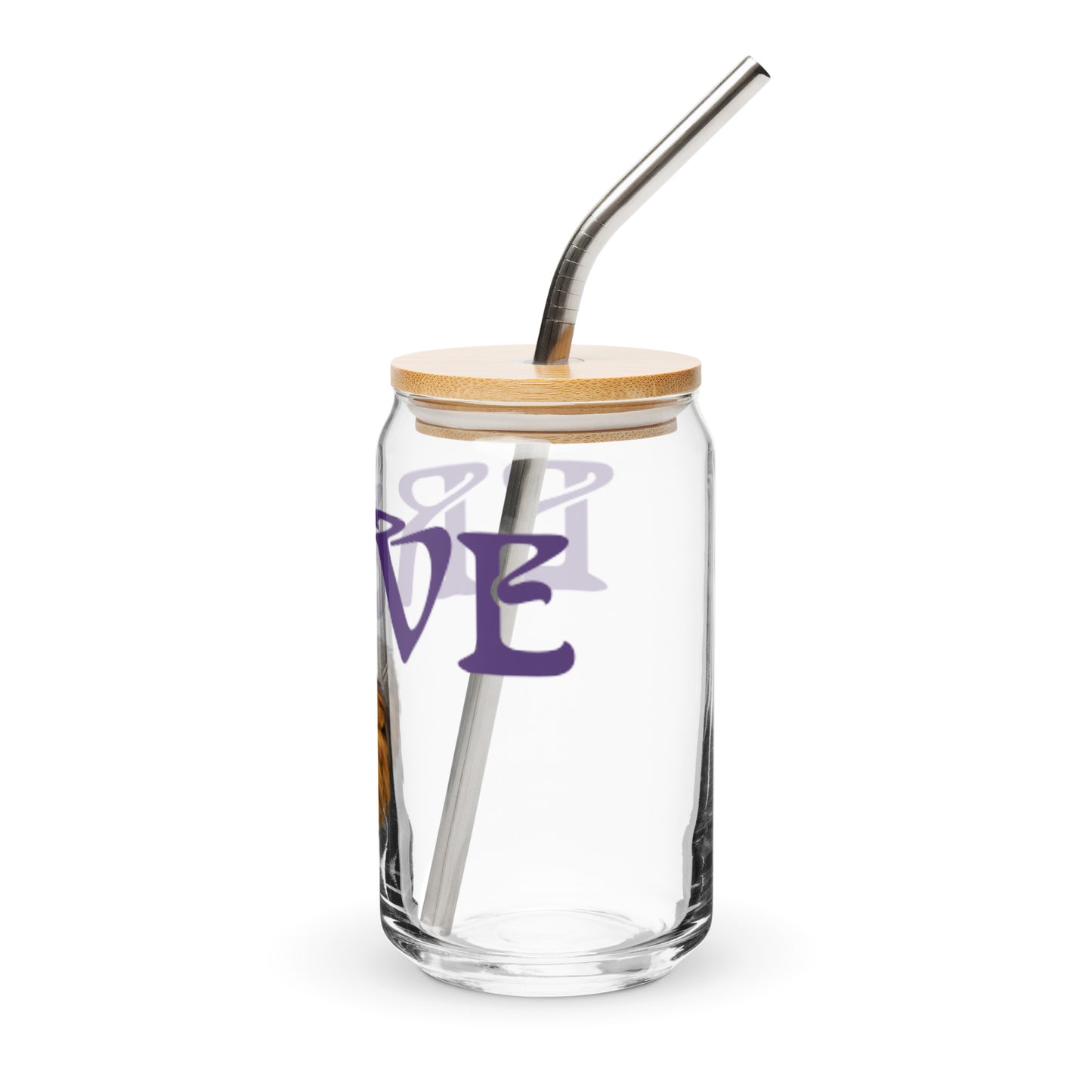 “BRAVE”Can-Shaped Glass W/Purple Font