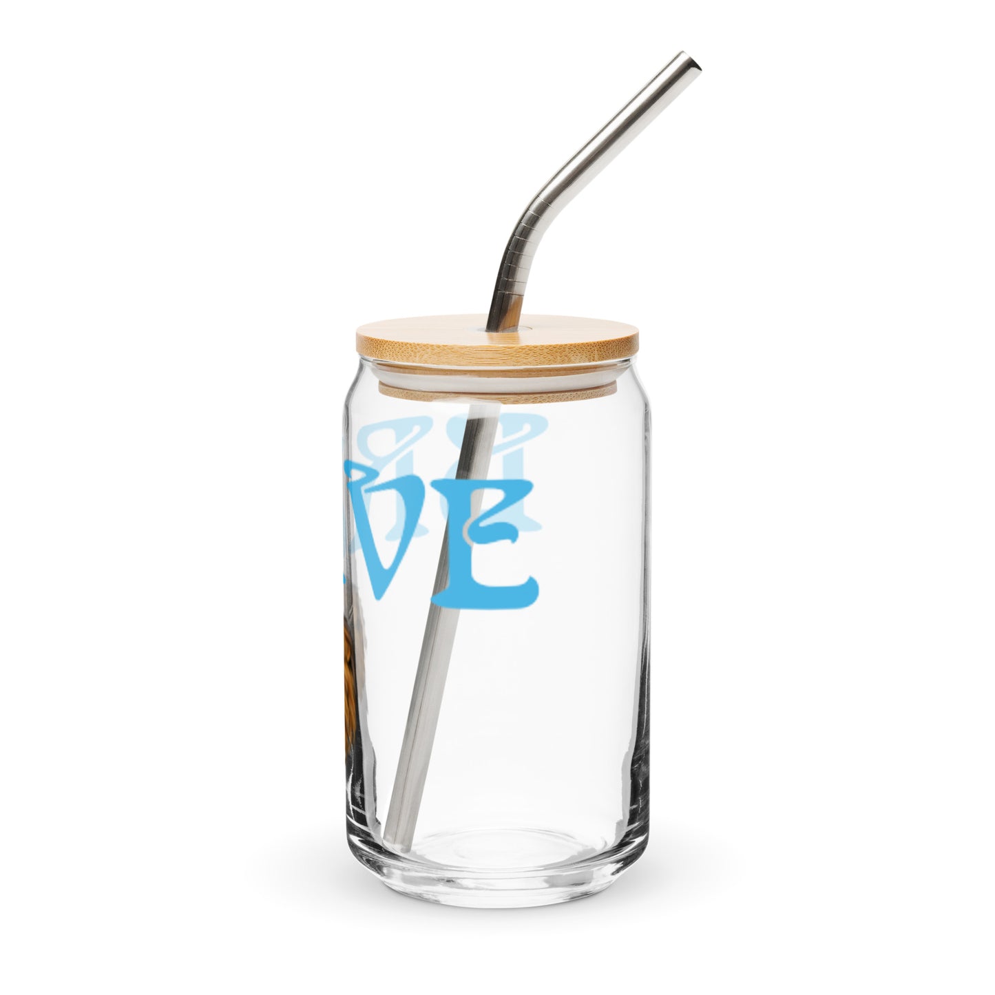 “BRAVE”Can-Shaped Glass W/SkyBlue Font