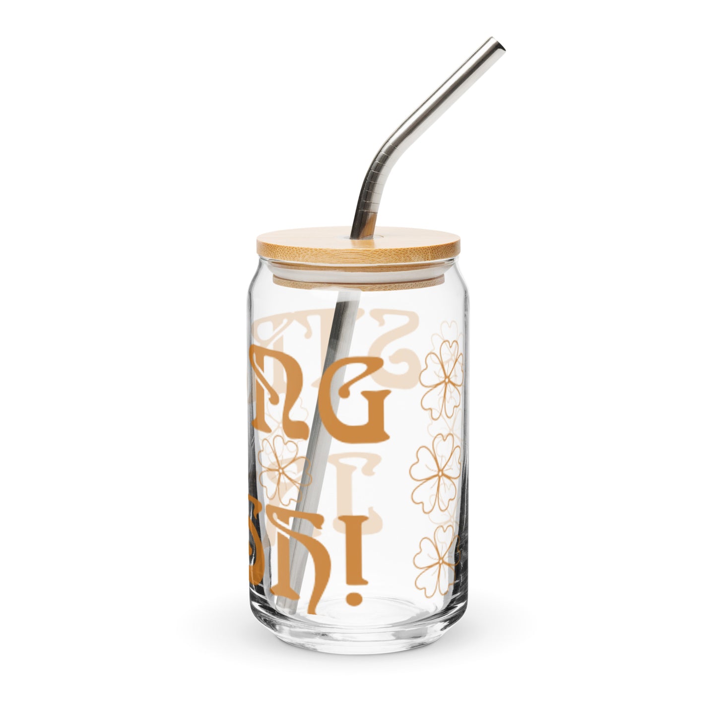 “STRONG & IRISH!”Can-Shaped Glass W/Fawn Font