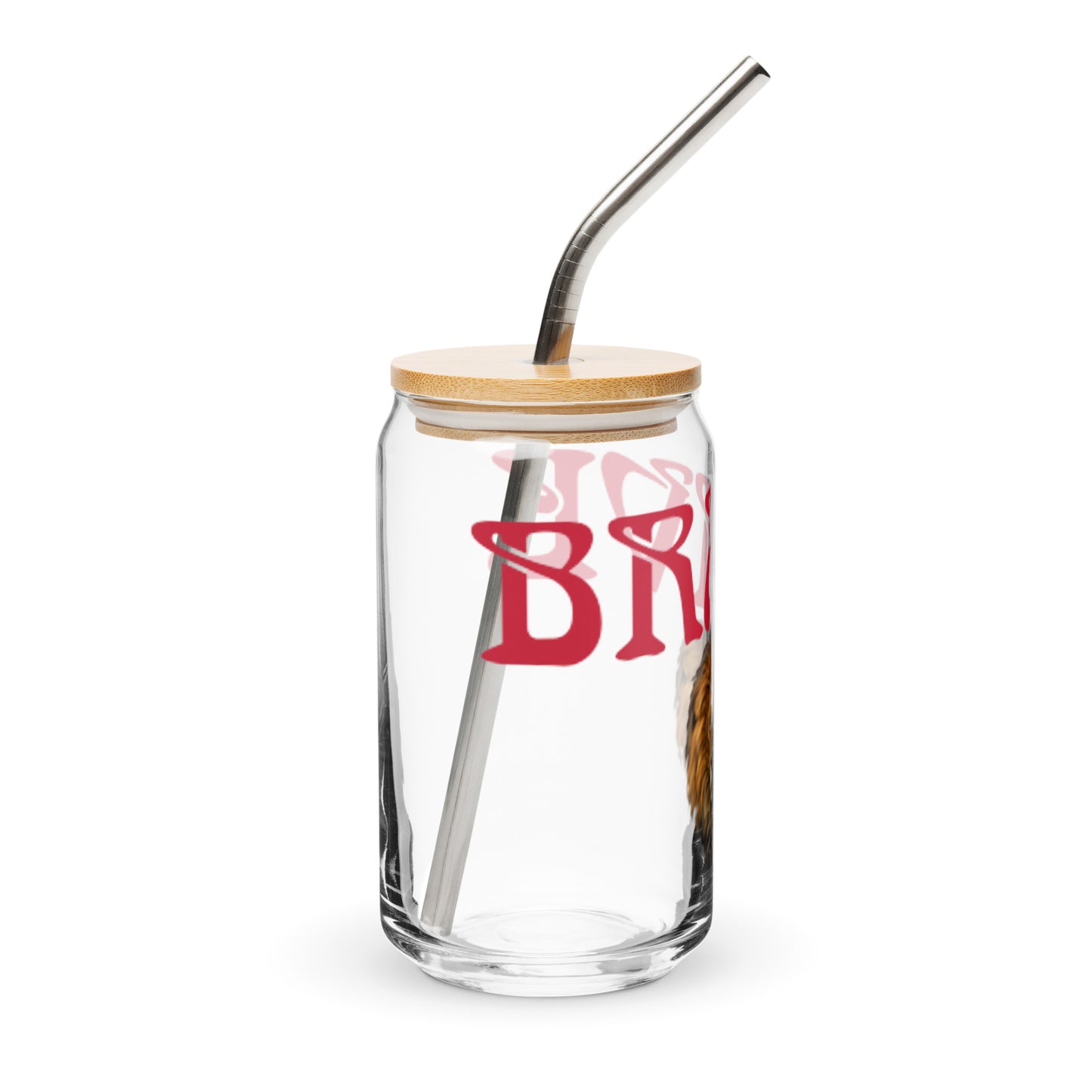 “BRAVE”Can-Shaped Glass W/Red Font
