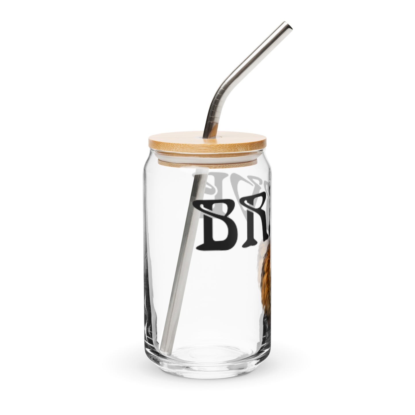 “BRAVE”Can-Shaped Glass W/Black Font