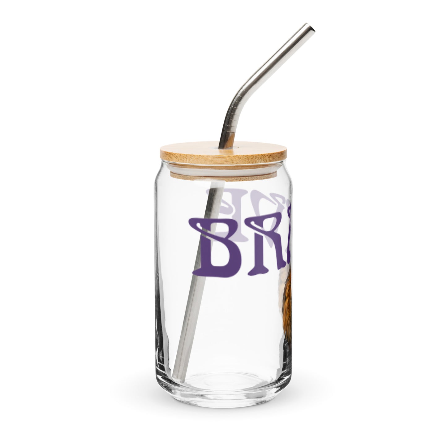 “BRAVE”Can-Shaped Glass W/Purple Font