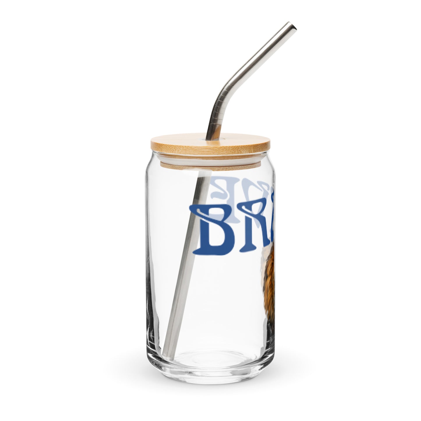 “BRAVE”Can-Shaped Glass W/Blue Font