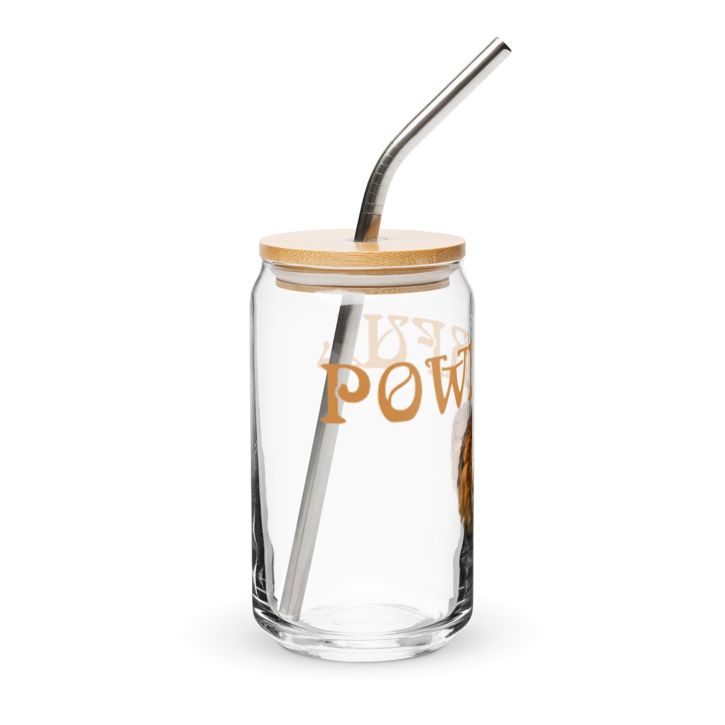 “POWERFUL”Can-Shaped Glass W/Fawn Font