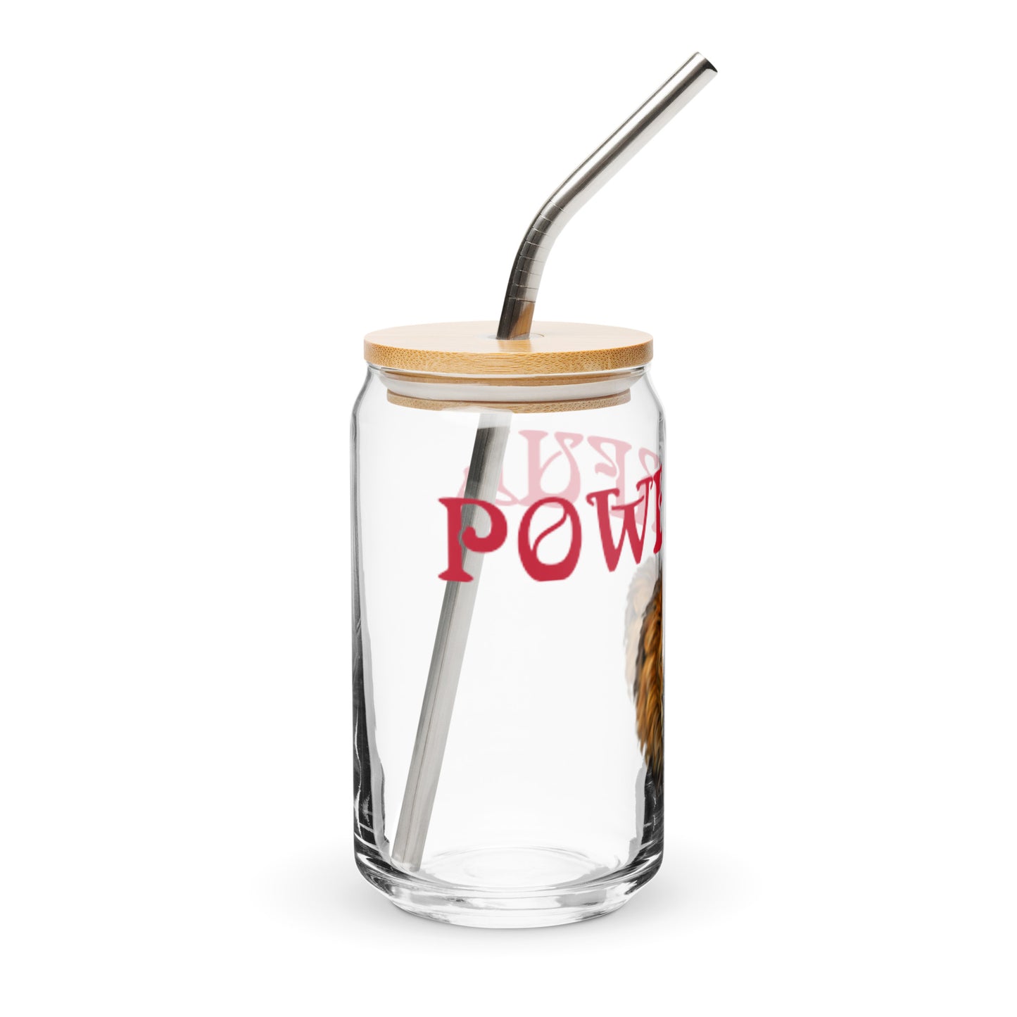 “POWERFUL”Can-Shaped Glass W/Red Font