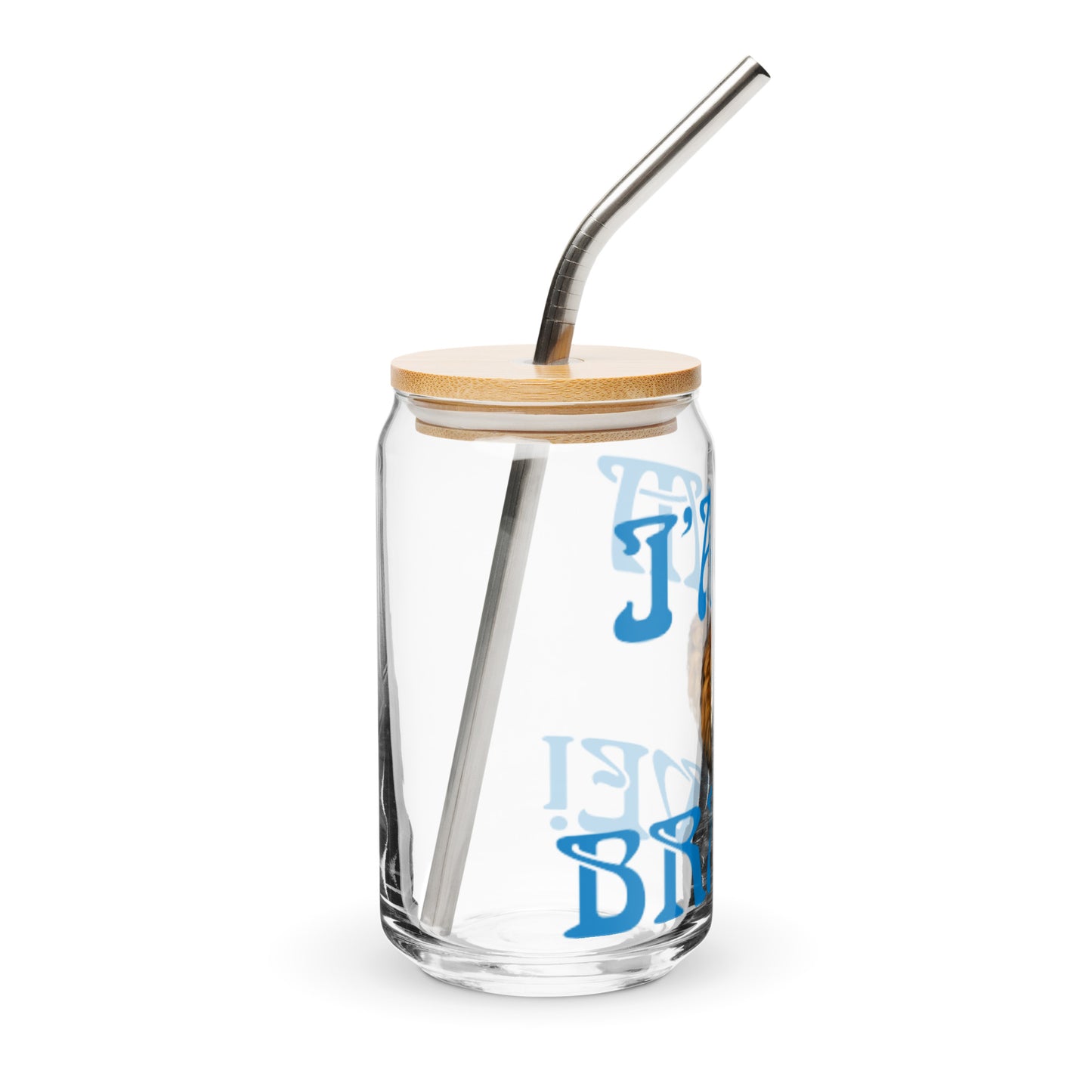 “I’AM BRAVE!”Can-Shaped Glass W/Blue Font