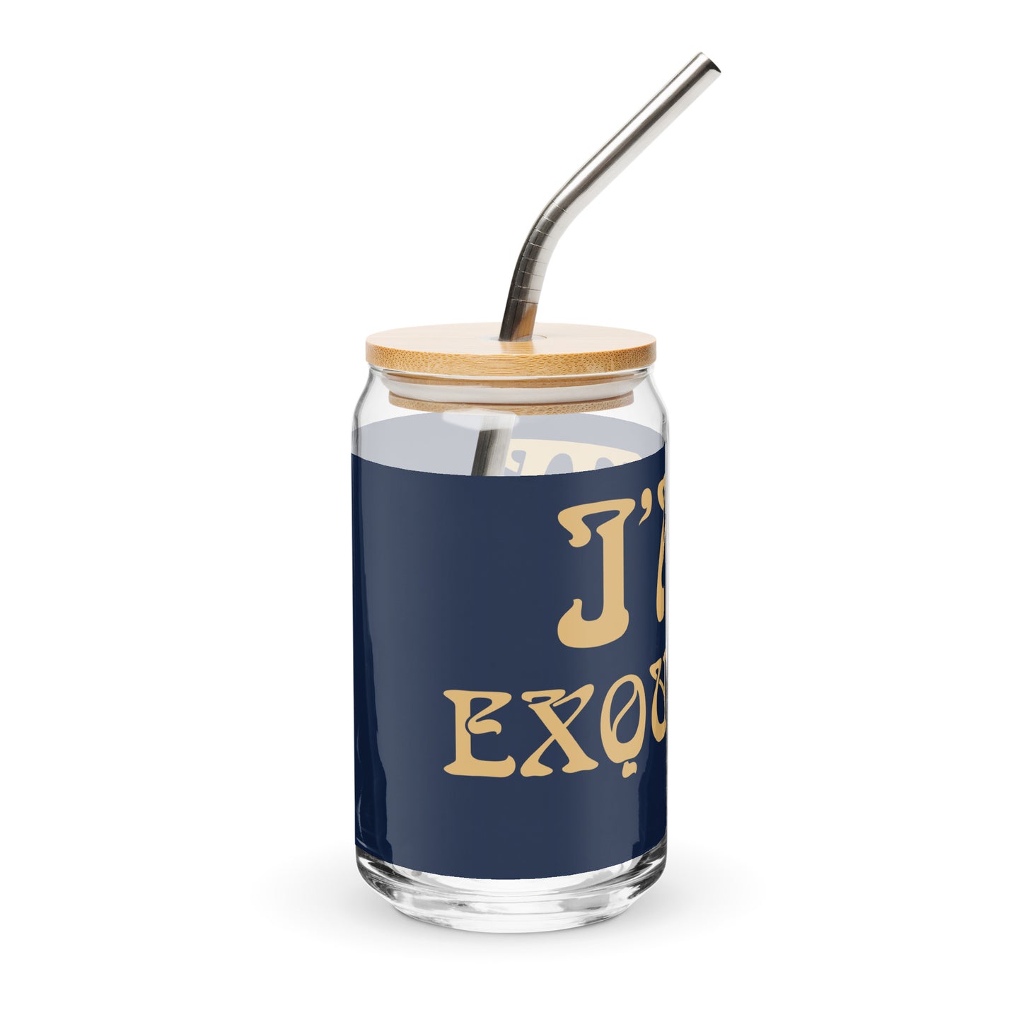 “I’AM EXQUISITE!”Navy Can-Shaped Glass W/Fawn Font